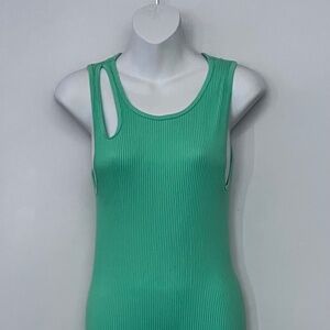 Green Bodycon Sleeveless Rib Mini Dress M/L